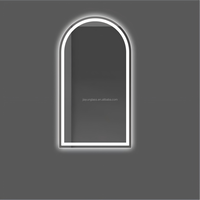 Miroir intelligent mural en verre cintré avec LED et interrupteur tactile pour salle de bain