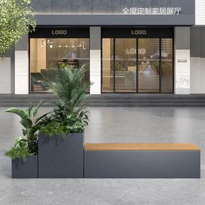 Wooden <strong>Bench</strong> With Flower Pots, Planter, and <strong>Bench</strong> Seat and Flower Planter - Product Image 2