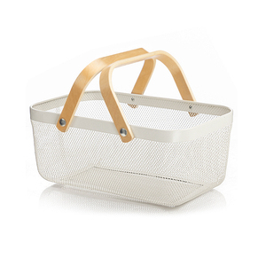 Giỏ Lớn Đựng Đồ Bằng Sắt Rèn Kiểu Bắc Âu Có Tay Cầm Bằng Gỗ XWX Factory - Product Image 4