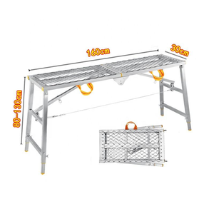 पोर्टेबल फोल्डिंग लेडर मचान कार्य मंच समायोज्य ऊंचाई स्टील मचान चरण 250 किलोग्राम भार क्षमता इंटीरियर - Product Image 2