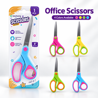 Ciseaux à lame en acier inoxydable, manche ergonomique, outil de coupe multi-usages pour l'école, la maison et l'artisanat, emballage sous blister, couleurs assorties