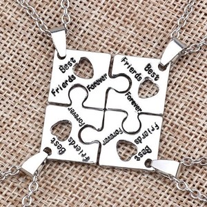 Nouveau collier pendentif puzzle carré à la mode meilleurs amis collier breloque pour femmes hommes bijoux cadeaux CL623 - Product Image 2