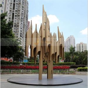 Escultura de Acero Inoxidable Pulido para Exteriores, Resistente al Agua, Estilo Art Deco, para Montaje en Suelo - Product Image 6
