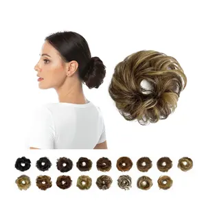 Hot bán tóc con người bọc xoăn scrunchie lộn xộn tóc Bun phần mở rộng chignon tóc cho phụ nữ