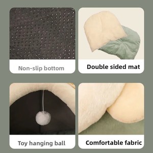 Lit d'hiver chaud pour chat Maison pour chaton Coussin pour chat Tente douce pour petit chien Lits lavables Grotte pour chat Fournitures pour animaux de compagnie - Product Image 2