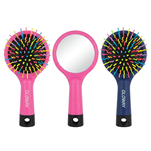 <span class=keywords><strong>Brosse</strong></span> à cheveux démêlante à coussin d'air <span class=keywords><strong>double</strong></span> <span class=keywords><strong>face</strong></span> avec logo personnalisé, motif arc-en-ciel, forme S ondulée, avec miroir intégré pour le coiffage des filles - Product Image 2