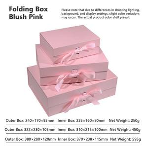 Boîte pliante en gros pour petites séries, coffret cadeau rose avec aimant et poignée, emballage cadeau vide pliable - Product Image 4