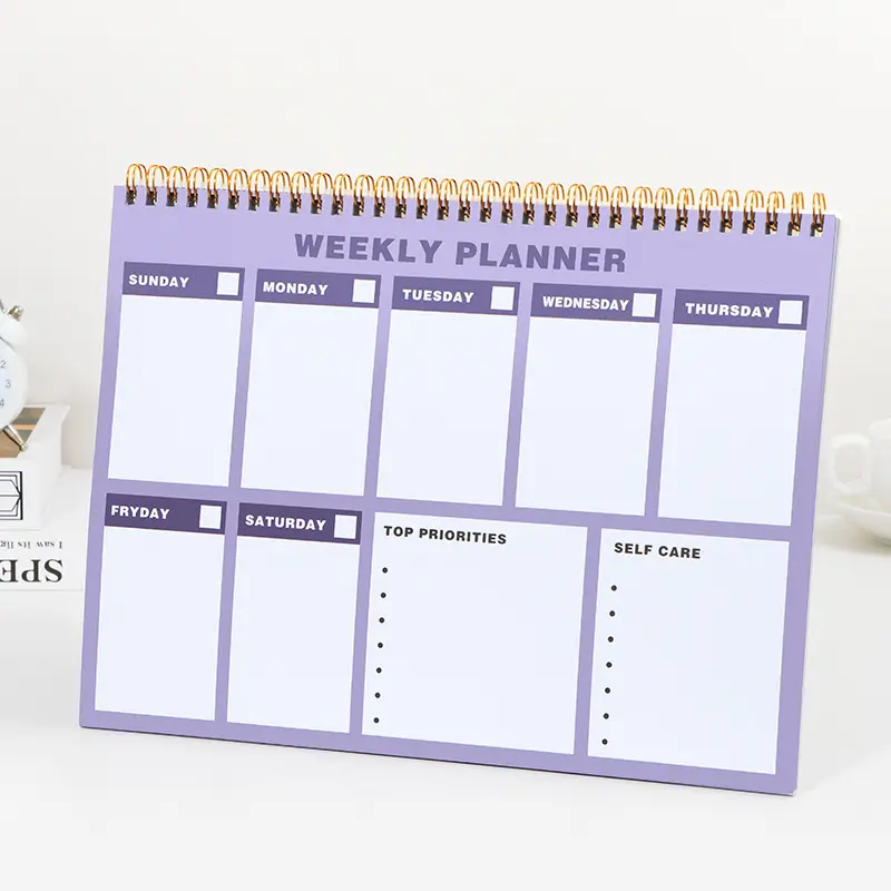 Calendário personalizado Sprial Promessa de fábrica Post it Agenda Notas adesivas Lista de coisas a fazer Bloco de notas Planejador semanal