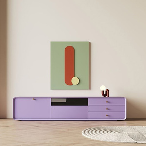 Mueble para TV con Color Personalizado Blanco, Rosa y Amarillo, Mueble para TV Moderno de Madera Maciza, Combinación para Sala de Estar - Product Image 5