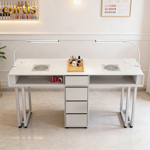 Mesa <span class=keywords><strong>de</strong></span> Manicura <span class=keywords><strong>de</strong></span> Lujo con Tapicería Acolchada y Silla, Paquete <span class=keywords><strong>de</strong></span> Muebles para Salón <span class=keywords><strong>de</strong></span> <span class=keywords><strong>Uñas</strong></span>, Spa <span class=keywords><strong>de</strong></span> Pies, Salón <span class=keywords><strong>de</strong></span> Pedicura - Product Image 4