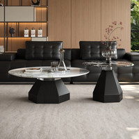 Table basse ronde en marbre blanc de style italien luxe léger, table centrale en pierre, idéale pour salon, villa et mobilier d'hôtel
