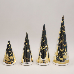 <span class=keywords><strong>Crismas</strong></span> cây thủy tinh màu xanh lá cây Cây giáng sinh với đèn tuyết rõ ràng kính trang trí - Product Image 4