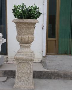 ราคาที่ดีหรูหราหินแกะสลักหินแกรนิตธรรมชาติสีขาวหินอ่อนกระถางดอกไม้ที่มีรูปปั้น - Product Image 6