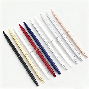 Stylo bille fin en métal rose doré de luxe, avec logo personnalisé pour cadeaux, papeterie de bureau - Product Image 1