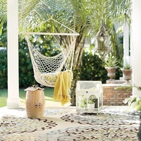 Chaise suspendue d'extérieur pour patio, chaise hamac, chaise en corde, chaise balançoire de jardin avec barre transversale en bois et tissage en filet