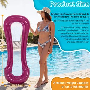 Fun Inflatable Pool Lounger Float <b>Hammock</b> for Adults Comfortable Floating Chair 23x62 Inch Swimming Pool Beach Relaxation Purple - Product Image 3