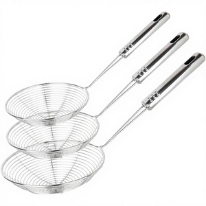 Ensemble de 3 écumoires en forme d'araignée en acier inoxydable écologique avec manche pour la cuisine et la friture - Product Image 2