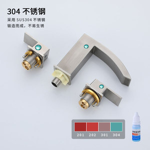 Dual Handle Basin Faucet 4 Centerset <b>Deck</b> Mounted Stainless Steel Hot Cold Water Modern Style Brass Valve Core - Product Image 1