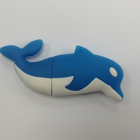 Clé USB en forme de dauphin bleu et blanc, en PVC souple, design séparé, pour cadeau promotionnel