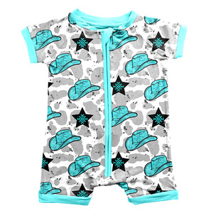 Nuovo arrivo ragazzo pagliaccetto con cerniera manica corta pantaloni corti modello occidentale tessuto di bambù estate <span class=keywords><strong>pigiama</strong></span> neonato - Product Image 4