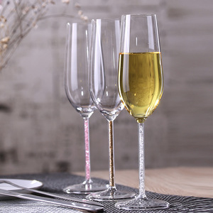 Copas de champán de titanio sin plomo de 8 oz con cristales brillantes, de tallo largo, para brindis, fiestas, bodas, cumpleaños, regalo - Product Image 3