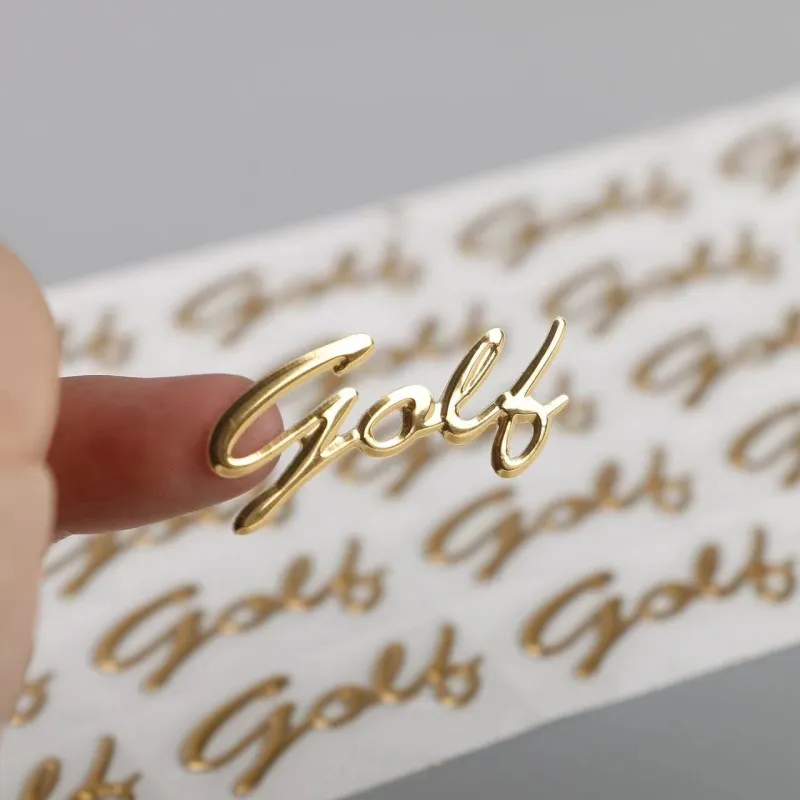 Fashion Gold Silver Custom Brand Letter Printed Logo Pressed 3D Label Transfer Nickel Sticker