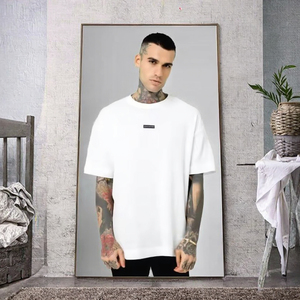 Camisetas Premium Extra Grandes para Hombre, 100% Algodón Orgánico de Bambú Peinado Supima para Algodón Pima, Logotipo Personalizado, Hombros Caídos, Camiseta Lisa Gruesa - Product Image 2