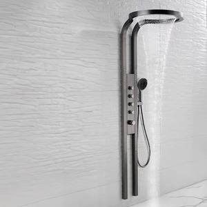 Juego de baño de pared para hoteles modernos, grifo de ducha de baño de cascada gris, suave/masaje/cabezal de ducha de lluvia con chorro, válvula de cerámica cepillada - Product Image 6