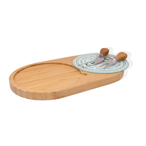 3-Piece Bamboo Cheese Cutting <b>Board</b> Set with Glass <b>Board</b> & Knife Elegant Cheese <b>Tools</b> - Product Image 4