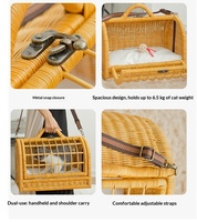 Sac de transport pour animaux de compagnie en rotin indonésien tressé, respirant, sac à dos à bandoulière unique, sac de voyage pour chat, capacité de 7,5 kg, cage pour animaux de compagnie entièrement faite à la main