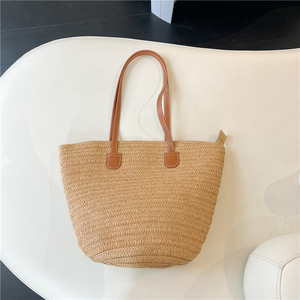 Bolso de Hombro de Bambú para Niña, Bolso de Gran Capacidad, Tejido de Panda Rojo y Verde, Forro de Algodón, Botón con Cremallera, Moda de Verano - Product Image 6