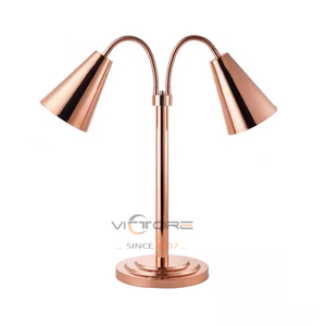 Lampada Riscaldante Commerciale Dorata per Alimenti, Scaldavivande Elettrico Portatile con Lampada Riscaldante a 2 Teste Autoportante per Casa e Ristorante - Product Image 2