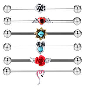 14 г Хирургическая сталь Промышленные Ухо эшафот штанги из нержавеющей стали, спираль бар ювелирные изделия тела пирсинг уха серьги - Product Image 1