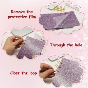 Organizzatore A6 in PVC Rosa Satinato con Buste Portadenaro, Raccoglitore Budget a Fogli Mobili con 2 Tasche Senza Cerniera, Perforato a 6 Fori - Product Image 6