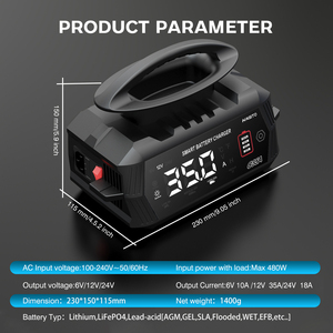 Chargeur de batterie universel HTRC C35A 12V/35A 24V/18A pour voiture et moto, avec pinces crocodiles, compatible batteries plomb-acide AGM GEL, 450W - Product Image 6