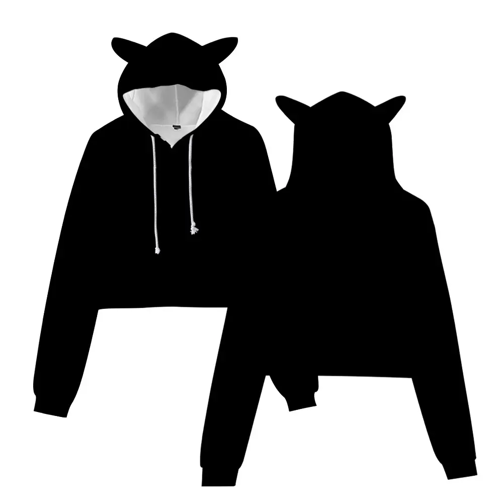 Sweat à capuche pour femmes, Logo personnalisé, manches longues, pull-over, haut court, 2020