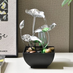 Fontaine d'eau de bureau en métal avec éclairage LED pour la décoration de la maison, salon - Product Image 4