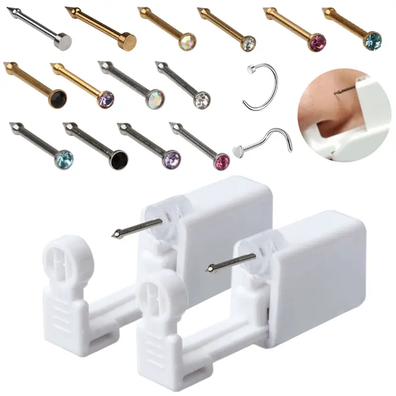 Disposable Safe Sterile Piercing Unit Self Ear Hole Piercer Tool Single Use Kit Nose Studs Piercing Gun Beauty Tool