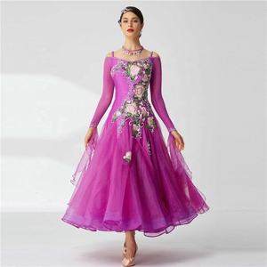 B-2047 <span class=keywords><strong>de</strong></span> baile <span class=keywords><strong>de</strong></span> salón <span class=keywords><strong>de</strong></span> gama alta, vestido <span class=keywords><strong>de</strong></span> malla <span class=keywords><strong>de</strong></span> manga estándar, disfraces <span class=keywords><strong>de</strong></span> competición, vestido moderno y liso personalizado - Product Image 2