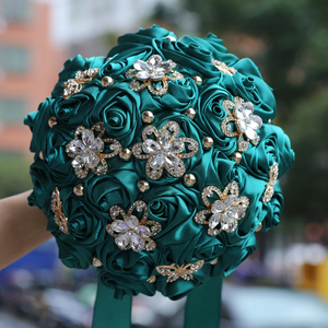 <span class=keywords><strong>Pas</strong></span> <span class=keywords><strong>cher</strong></span> 18cm Champagne Blanc Or Ruban De Soie Bouquets De <span class=keywords><strong>Mariée</strong></span> Pour Les Mariées Demoiselles D'honneur Fleurs Artificielles Diamant Fleurs De Mariage - Product Image 2