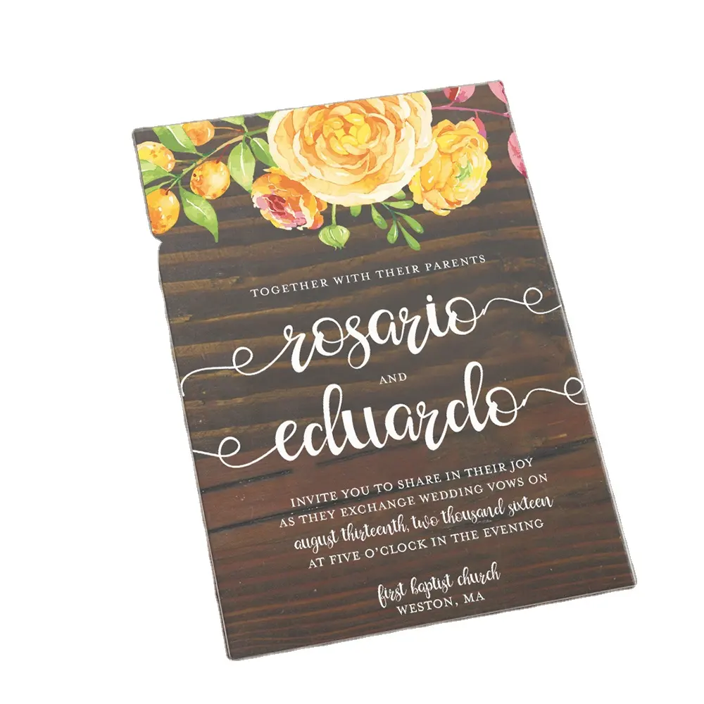 Personalizado personalize corte nome convites Design cartão acrílico claro do casamento