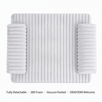 Canapé-lit pour animaux de compagnie en velours côtelé à poils coupés, avec dossier et accoudoirs en forme de L, mousse 28D, housse imperméable, amovible et lavable en machine, utilisable comme niche