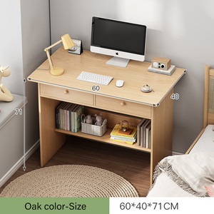 Escritorio de Computadora <span class=keywords><strong>para</strong></span> Oficina en Casa, Ahorrador de Espacio, de MDF, con Dos Cajones y Estante Integrado <span class=keywords><strong>para</strong></span> Dormitorio o <span class=keywords><strong>Estudio</strong></span> Pequeño - Product Image 6