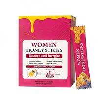 Bâtonnets de miel pour femmes, saveur fraise, miel de l'Himalaya, équilibre hormonal, vitalité féminine, boost d'énergie, 30 bâtonnets, marque privée