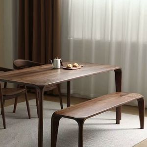 Solid <b>Wood</b> <b>Bench</b> Walnut Color Long <b>Bench</b> Dining Room Furniture Durable - Product Image 4