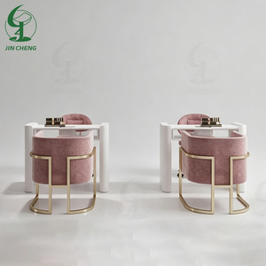 JINCHENG Venta Directa de Alta Calidad Salón de Manicura Mesa Luz de Lujo Marco de Metal y Silla de Dos Asientos <span class=keywords><strong>Manicurista</strong></span> Workben - Product Image 3