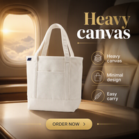 Sac fourre-tout en toile de coton biologique grand format avec fermeture éclair, logo personnalisé sérigraphié, réutilisable pour les courses et le quotidien – Vente en gros