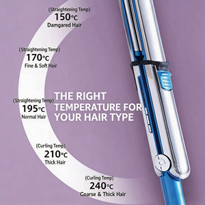 Plancha y Rizador de Pelo 2 en 1 de Acero Inoxidable con Revestimiento Cerámico, Calentamiento Rápido PTC, Anti-Resequedad y Puntas Abiertas, Ideal para Viajes y Venta al por Mayor para Salones - Product Image 3