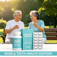 Comprimés de calcium, favorisent la santé des os et des dents, complément alimentaire quotidien