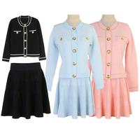 Tenues en tricot pour femmes, pull à manches longues et jupes, ensemble 2 pièces